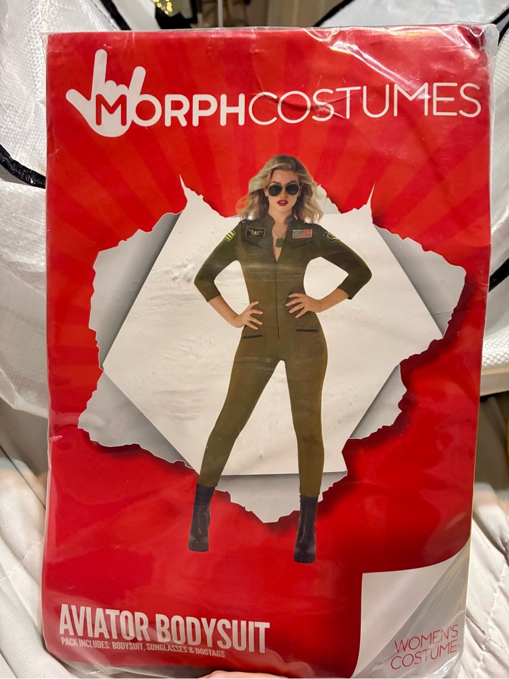 Women's Aviator Bodysuit - Olive Green- Morph Costumes New! S